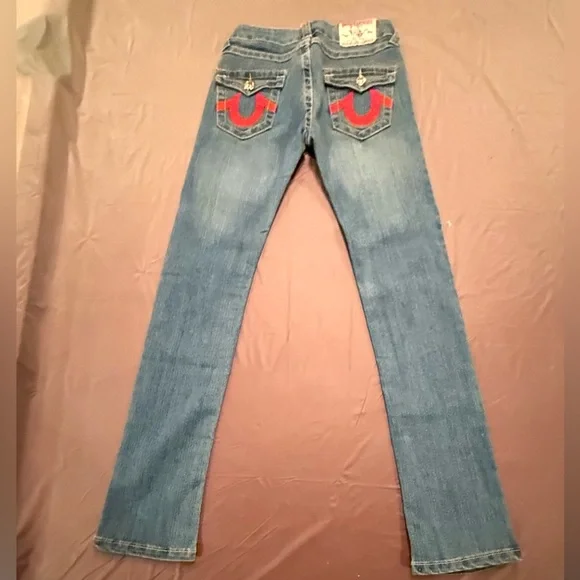 NWOT True Religion Joey Super T Women’s Jeans Size 25 Red Logo $238